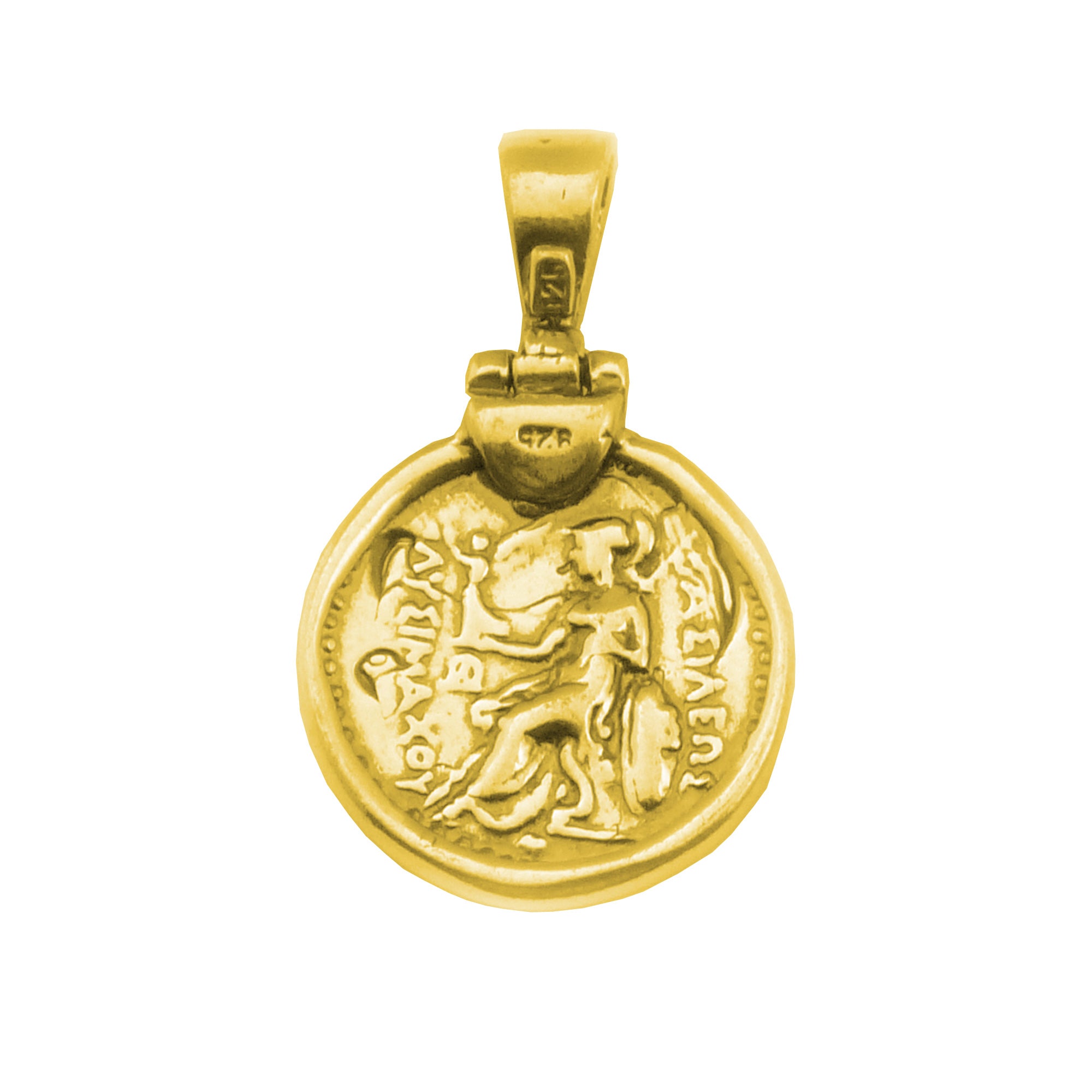 Sterling Silver 18 Karat Gold Overlay Plated Alexander The Great Pendant fine designer jewelry for men and women