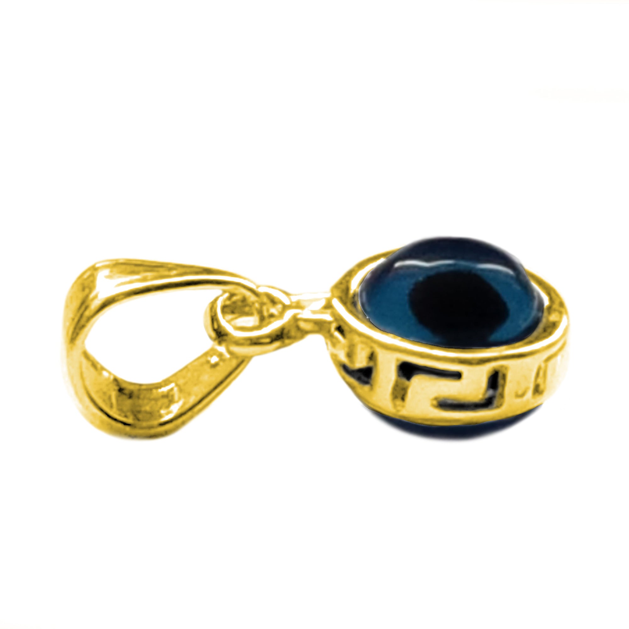 Sterling Silver 18 Karat Gold Overlay Plated Greek Meandros Evil Eye Pendant fine designer jewelry for men and women