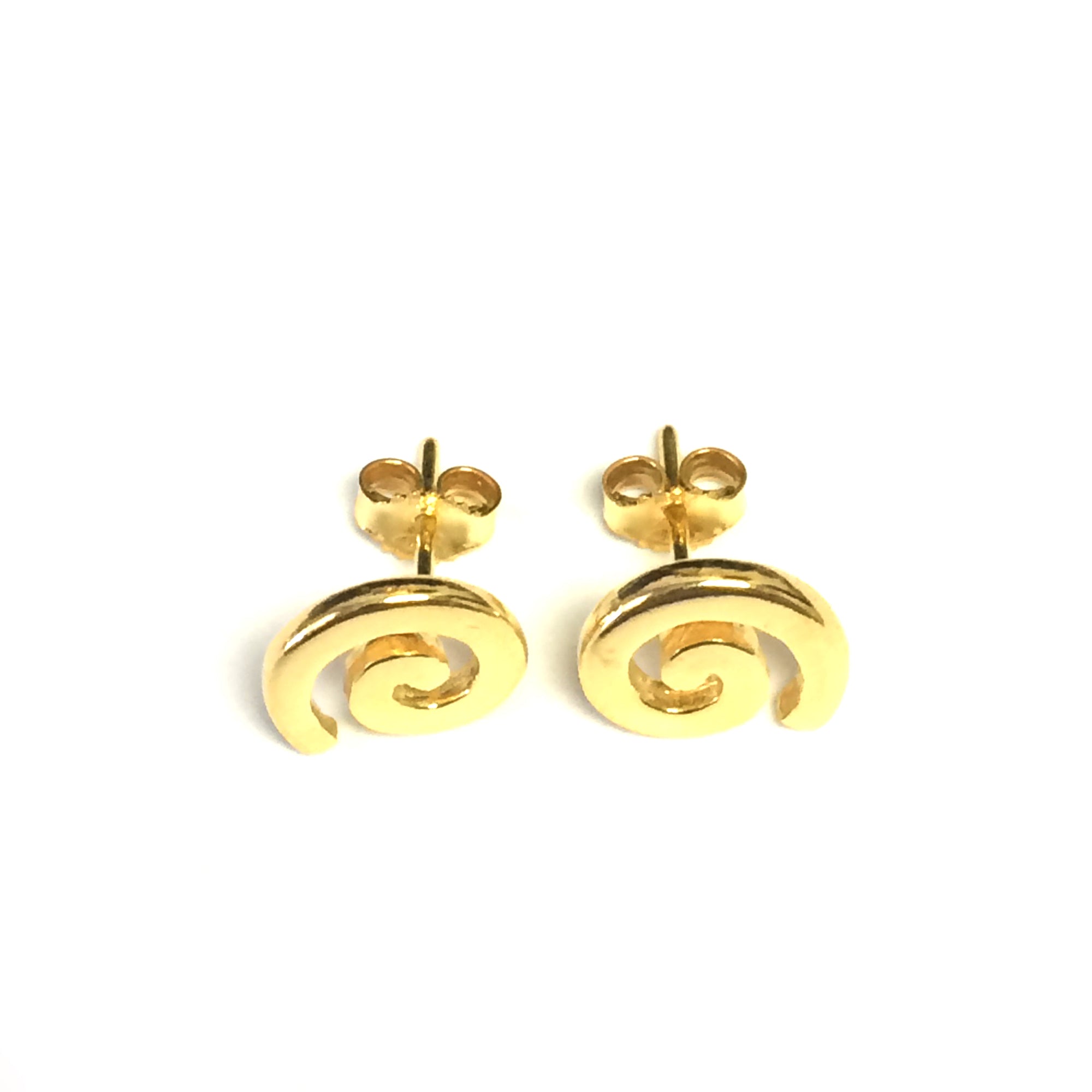 Sterling Silver 18 Karat Gold Overlay Greek Spira Stud Earrings fine designer jewelry for men and women