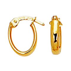 14k Gold Oval Hoop Earrings, Diameter 12mm fine designer jewelry for men and women