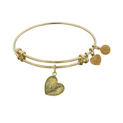 Stipple Finish Brass Daughter Heart Angelica Bangle Bracelet, 7.25" fine designer jewelry for men and women