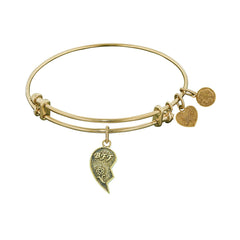Stipple Finish Brass Right-Half Heart BFF Angelica Bangle Bracelet, 7.25" fine designer jewelry for men and women