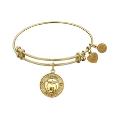 Stipple Finish Brass Apple, Teach, Inspire Angelica Bangle Bracelet, 7.25" fine designer jewelry for men and women