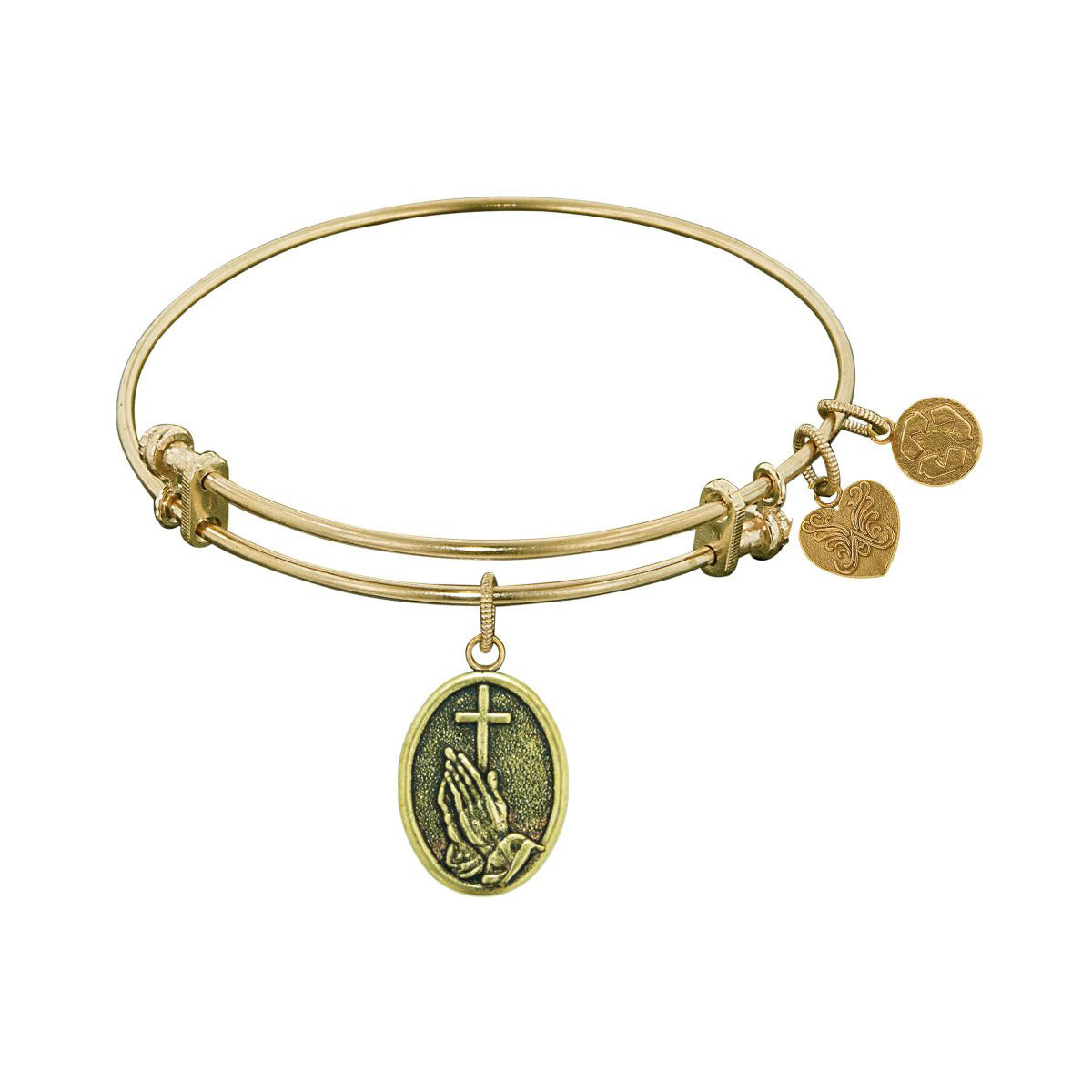 Stipple Finish Brass Faith Angelica Bangle Bracelet, 7.25" fine designer jewelry for men and women