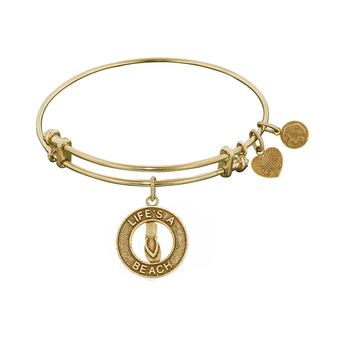 Stipple Finish Brass Life's a Beach Angelica Bangle Bracelet, 7.25" fine designer jewelry for men and women