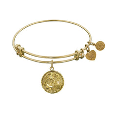 Stipple Finish Brass The Sea Angelica Bangle Bracelet, 7.25" fine designer jewelry for men and women