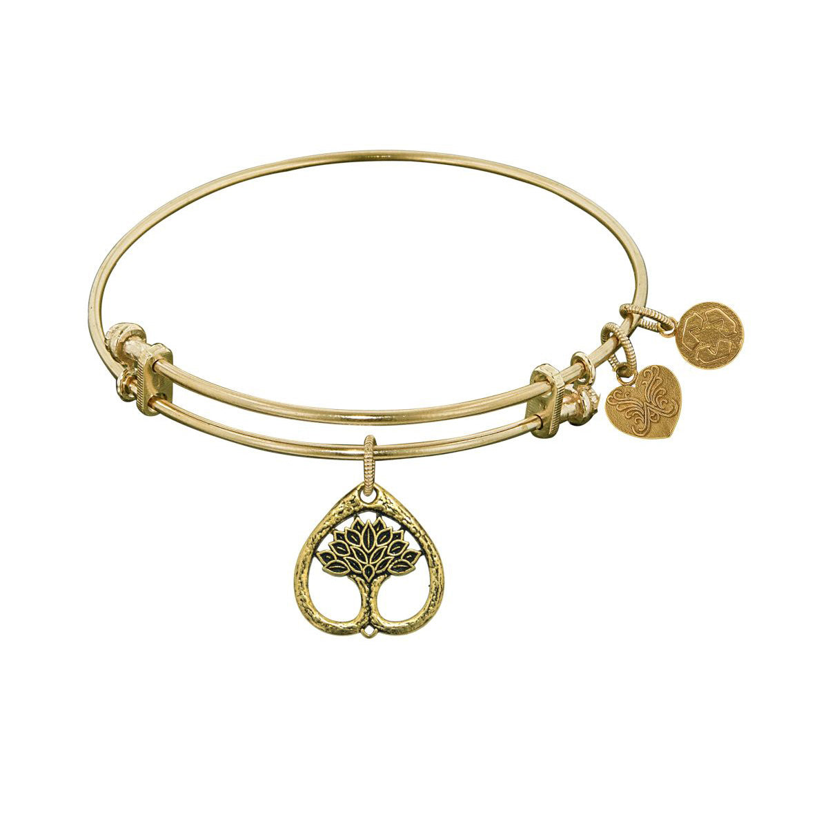 Stipple Finish Brass Tree Of Life Angelica Bangle Bracelet, 7.25" fine designer jewelry for men and women
