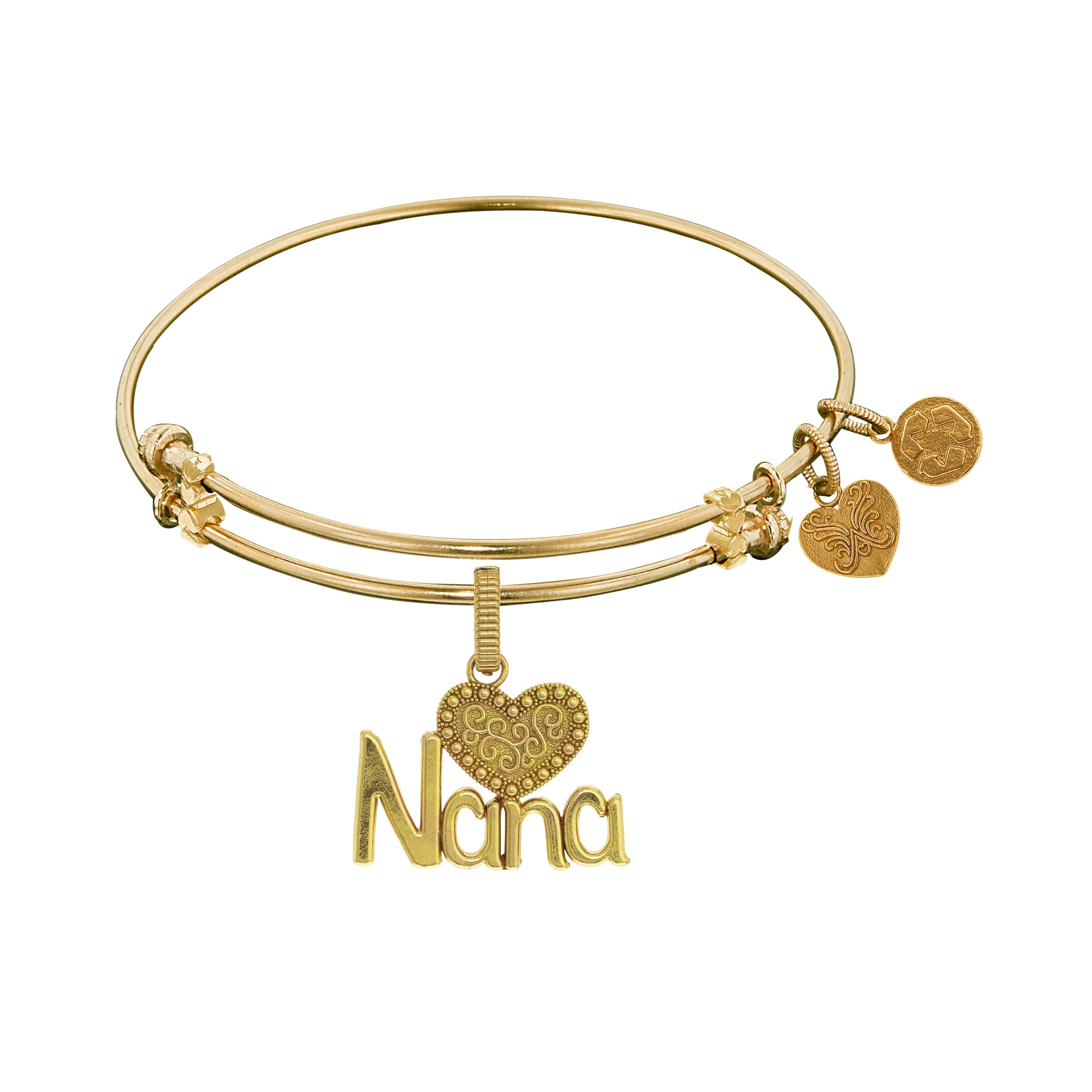 Nana With Heart Charm Expandable Bangle Bracelet, 7.25" fine designer jewelry for men and women