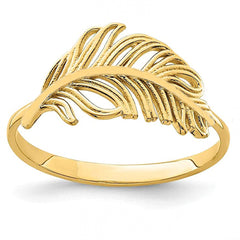 14k Yellow Gold Feather Ring fine designer jewelry for men and women
