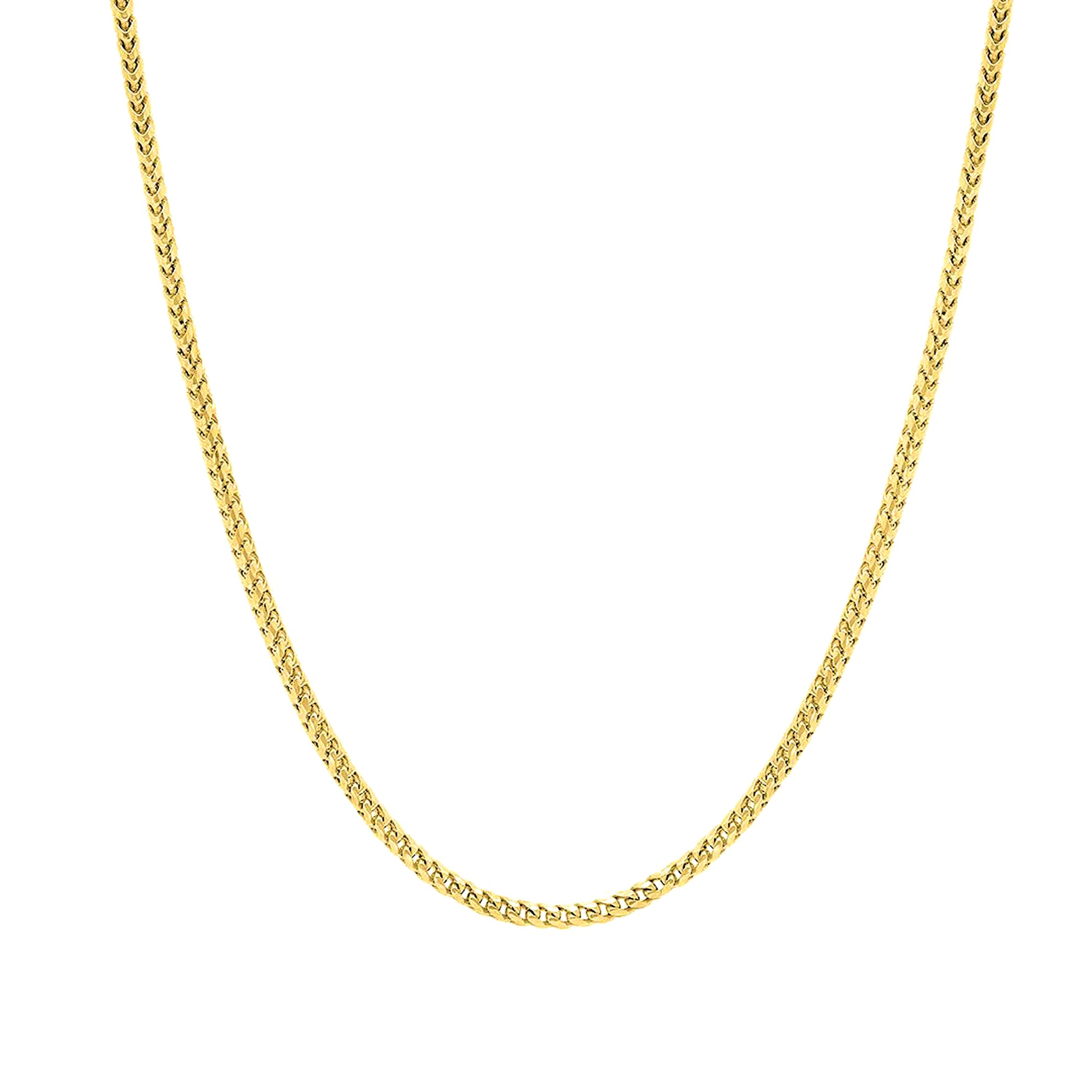 14k Yellow Solid Gold Franco Chain Necklace, 1.8mm fine designer jewelry for men and women