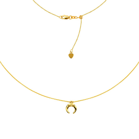 Half Moon Choker 14k Yellow Gold Necklace, 16" Adjustable
