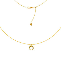 Half Moon Choker 14k Yellow Gold Necklace, 16" Adjustable