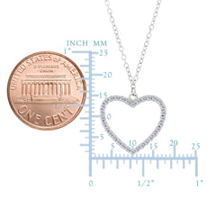 Heart And CZ Necklace In Sterling Silver, 18" - JewelryAffairs