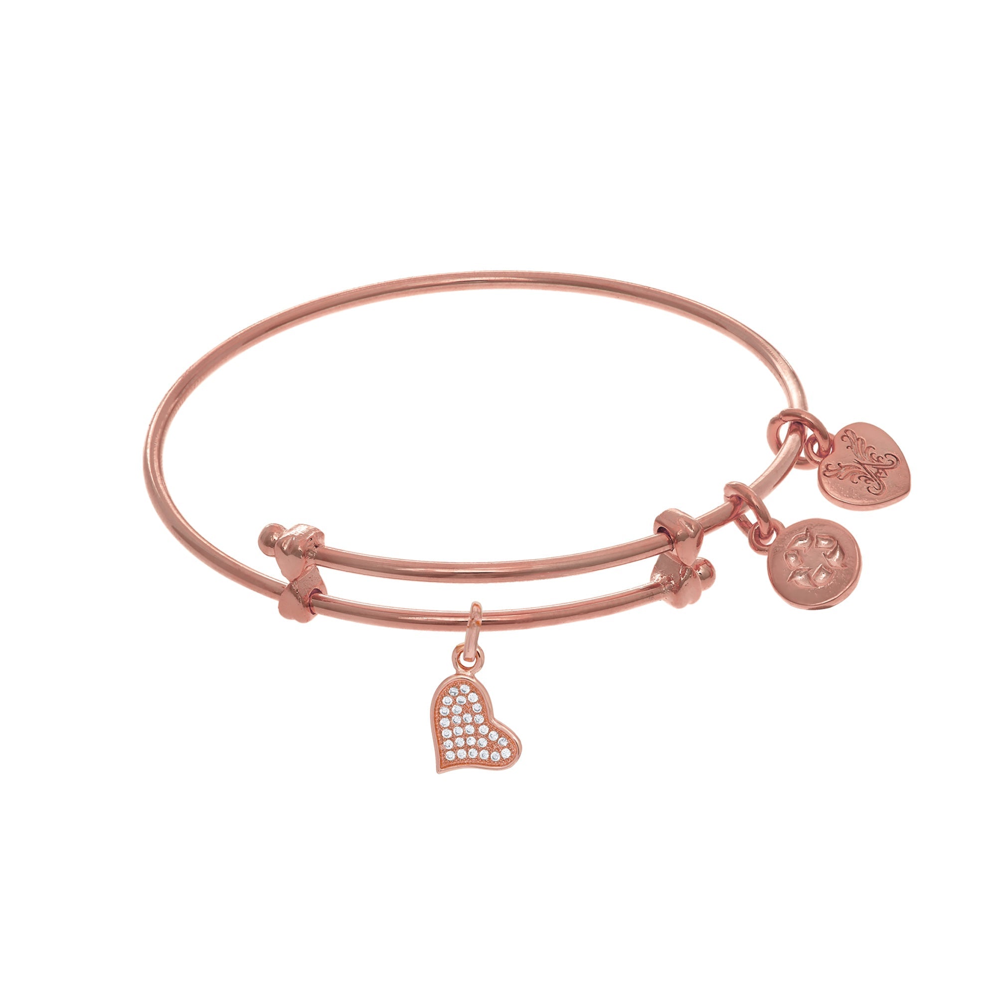 Heart Charm Adjustable Bangle Girls Bracelet - JewelryAffairs