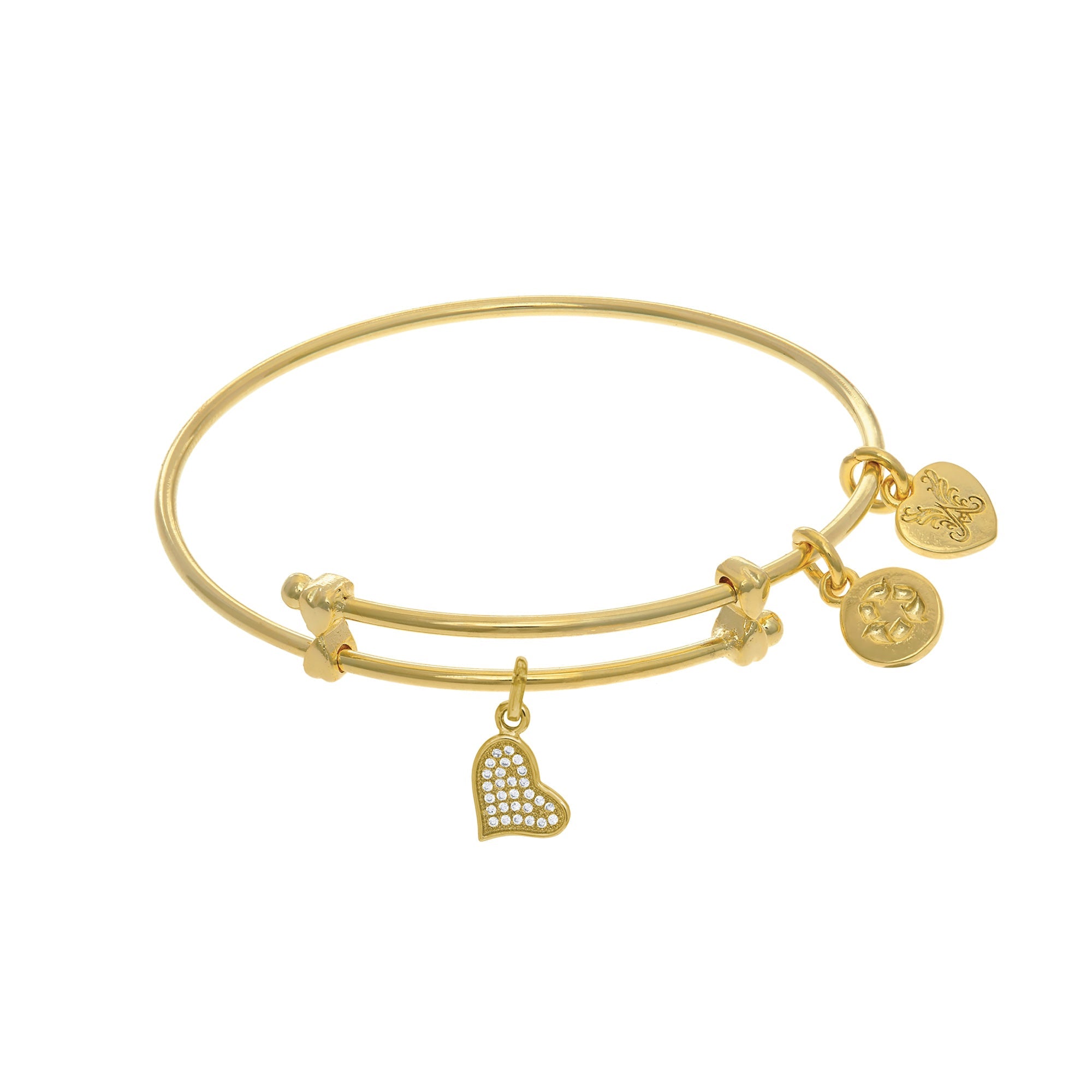 Heart Charm Adjustable Bangle Girls Bracelet - JewelryAffairs