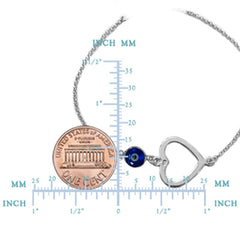 Heart Theme Double Sided Evil Eye Adjustable Necklace In Rhodium Plated Sterling Silver, 17" to 18" - JewelryAffairs