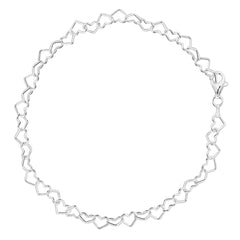Hearts Link Chain Anklet In Sterling Silver