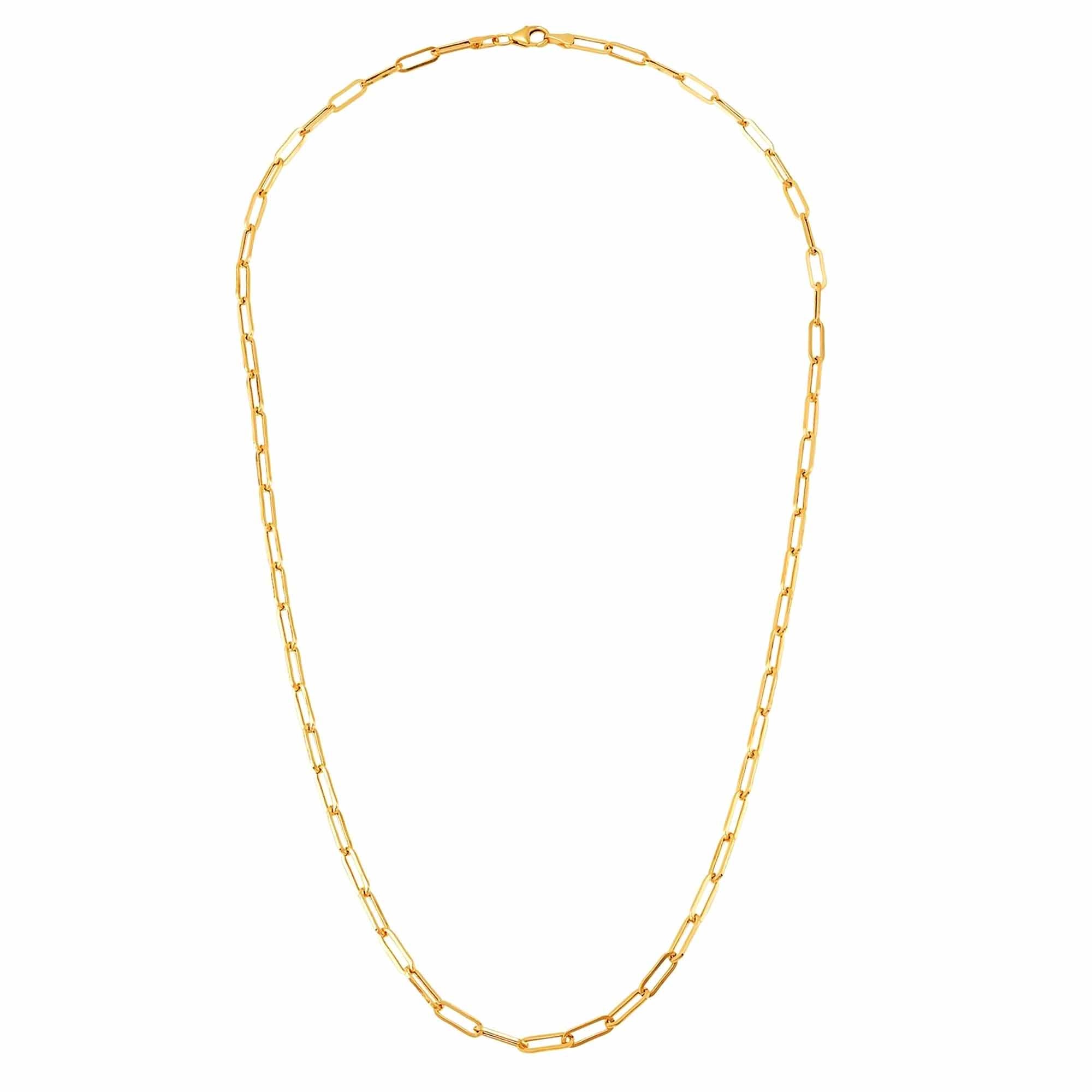 14k Yellow Gold Paperclip Chain Bracelet, 7" fine designer jewelry for men and women