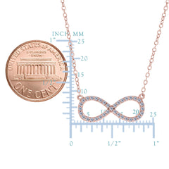 Infinity Sign Link And CZ Necklace In Rose Color Finish Sterling Silver, 18" - JewelryAffairs