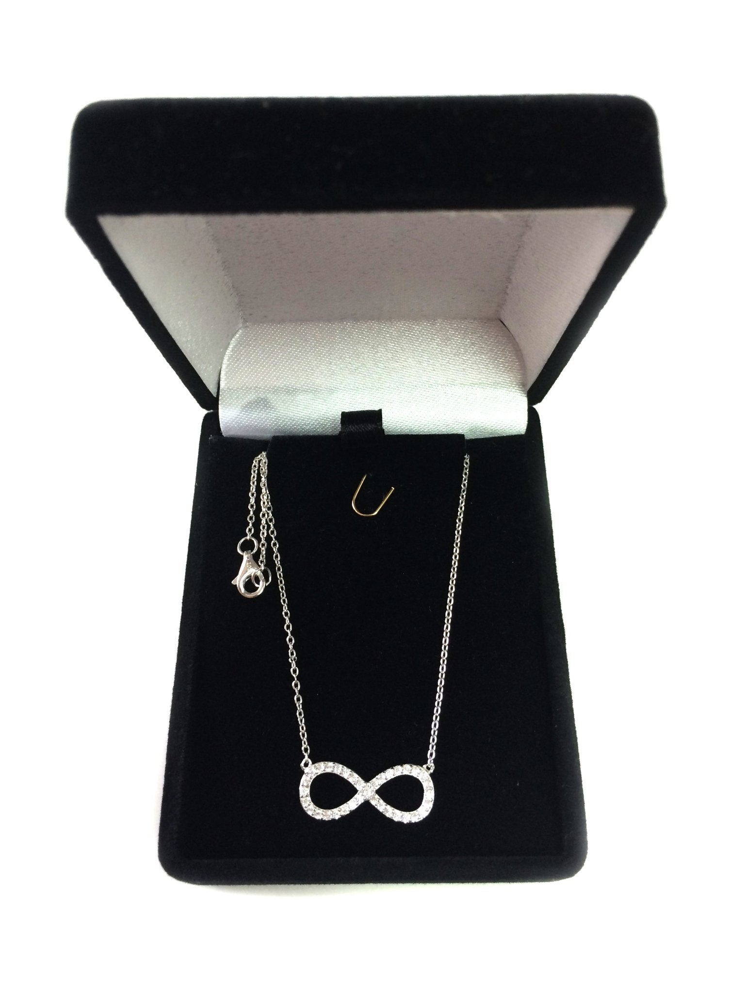 Infinity Sign Link And CZ Necklace In Sterling Silver, 18" - JewelryAffairs