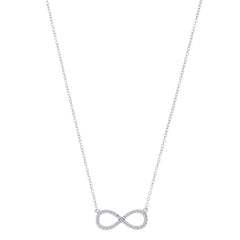 Infinity Sign Link And CZ Necklace In Sterling Silver, 18" - JewelryAffairs