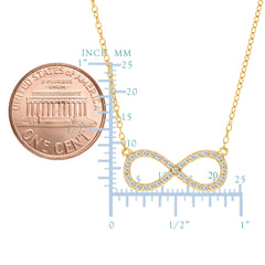 Infinity Sign Link And CZ Necklace In Yellow Color Finish Sterling Silver, 18" - JewelryAffairs
