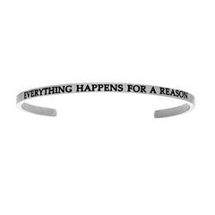 Intuitions Stainless Steel EVERYTHING HAPPENS FOR A REASON Diamond Accent Cuff Bangle Bracelet fine designer jewelry for men and women