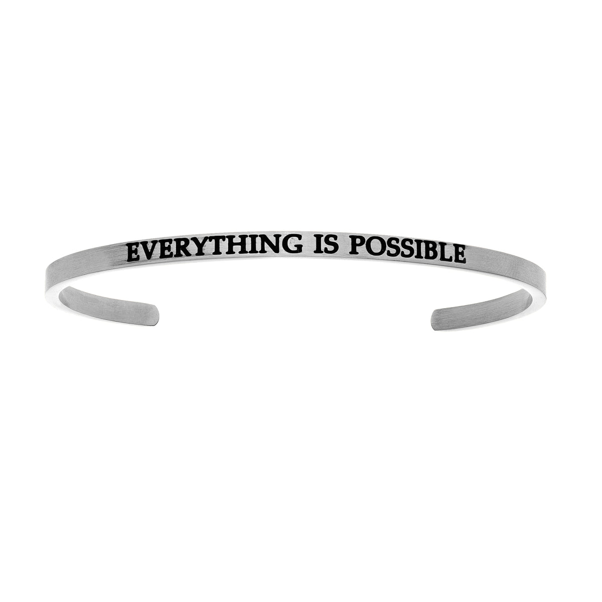 Intuitions Stainless Steel EVERYTHING IS POSSIBLE Diamond Accent Cuff Bangle Bracelet fine designer jewelry for men and women