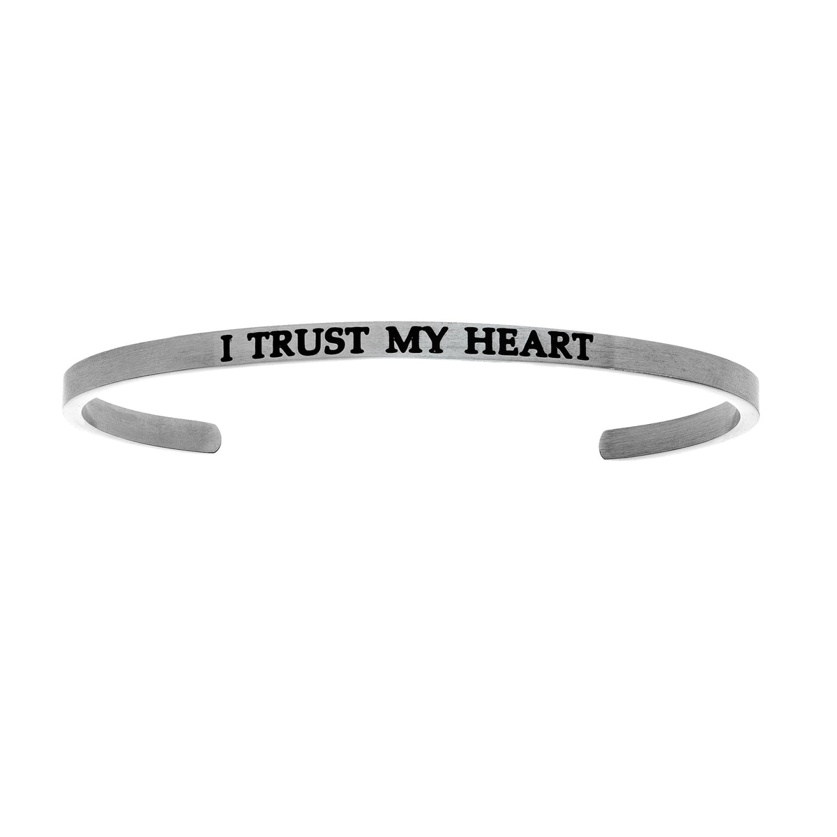 Intuitions Stainless Steel I TRUST MY HEART Diamond Accent Cuff Bangle Bracelet fine designer jewelry for men and women