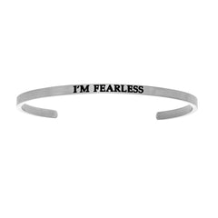 Intuitions Stainless Steel I’M FEARLESS Diamond Accent Cuff Bangle Bracelet fine designer jewelry for men and women
