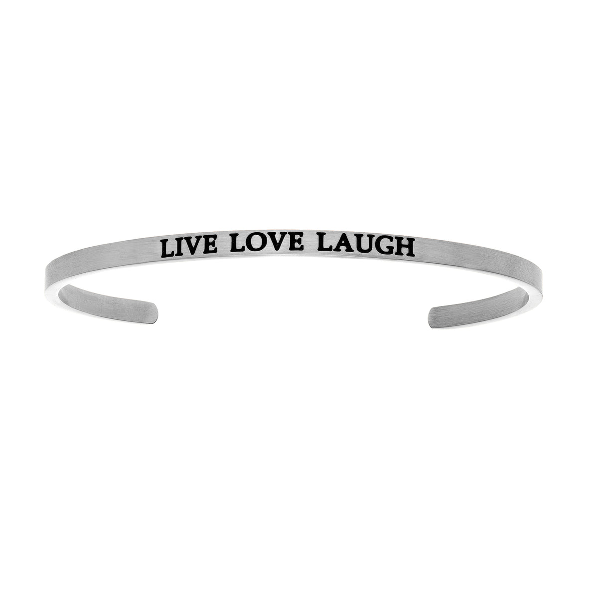 Intuitions Stainless Steel LIVE LOVE LAUGH Diamond Accent Cuff Bangle Bracelet fine designer jewelry for men and women