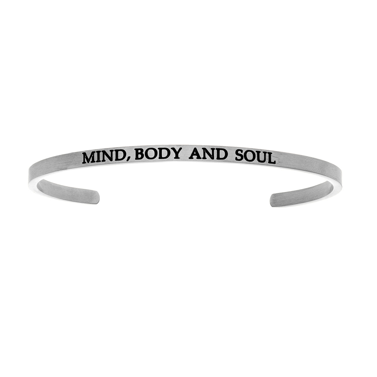 Intuitions Stainless Steel MIND, BODY AND SOUL Diamond Accent Cuff Bangle Bracelet fine designer jewelry for men and women