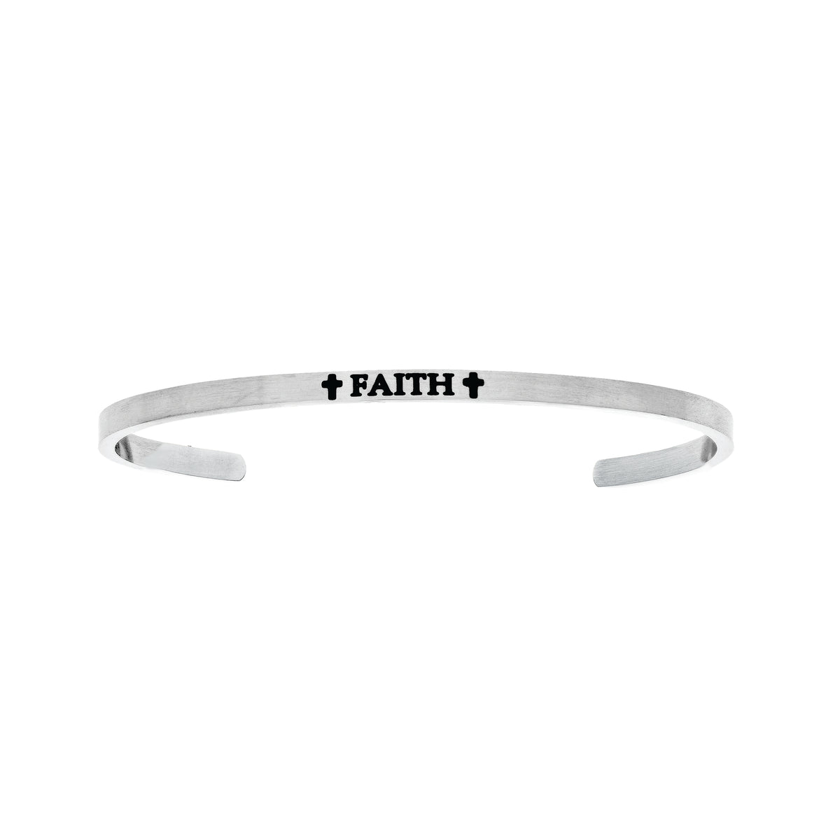 Intuitions Stainless Steel Faith With Cross Diamond Accent Cuff Bangle Bracelet fine designer jewelry for men and women