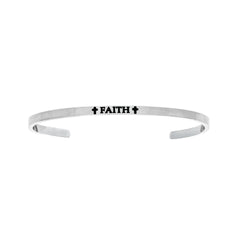 Intuitions Stainless Steel Faith With Cross Diamond Accent Cuff Bangle Bracelet fine designer jewelry for men and women