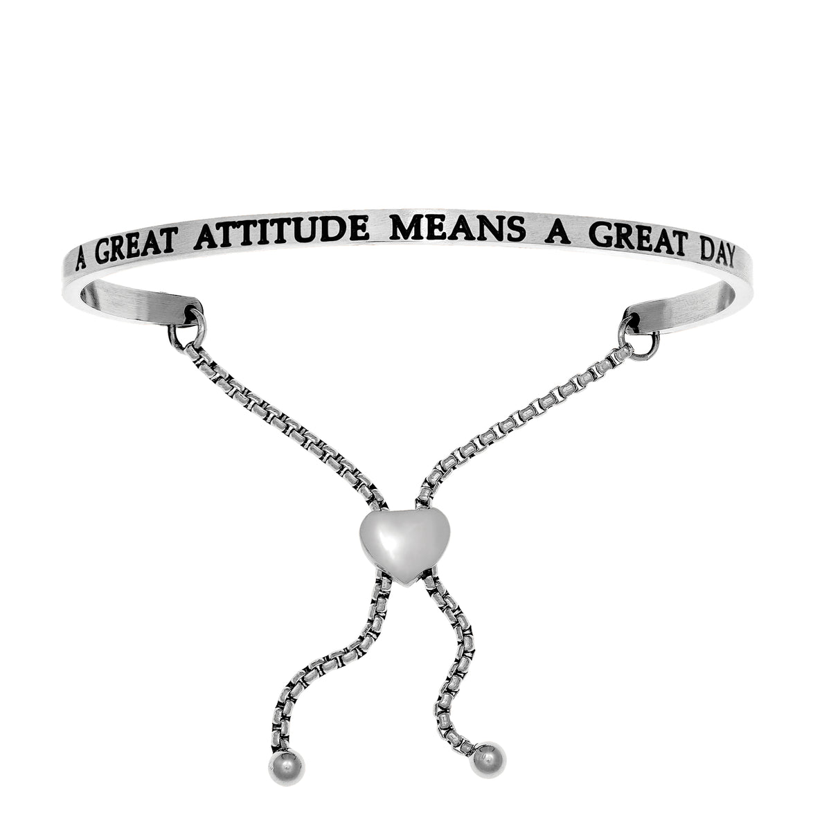 Intuitions Stainless Steel A GREAT ATTITUDE MEANS A GREAT DAY Diamond Accent Adjustable Bracelet fine designer jewelry for men and women