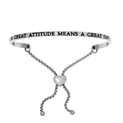 Intuitions Stainless Steel A GREAT ATTITUDE MEANS A GREAT DAY Diamond Accent Adjustable Bracelet fine designer jewelry for men and women