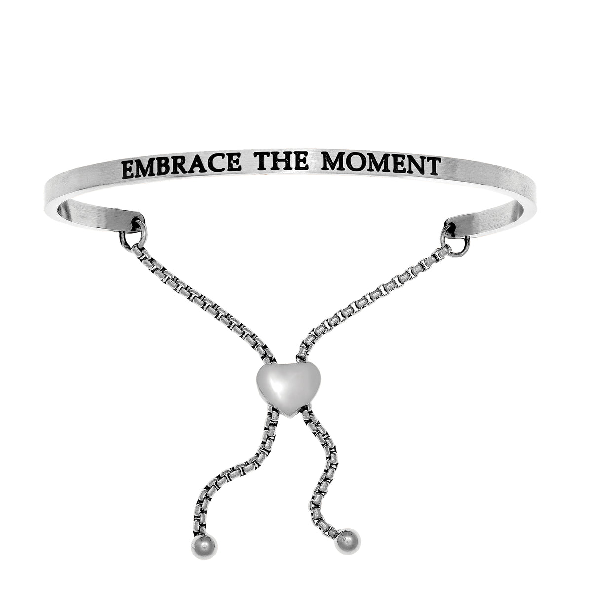 Intuitions Stainless Steel EMBRACE THE MOMENT Diamond Accent Adjustable Bracelet fine designer jewelry for men and women