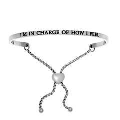 Intuitions Stainless Steel I'M IN CHARGE OF HOW I FEEL Diamond Accent Adjustable Bracelet fine designer jewelry for men and women