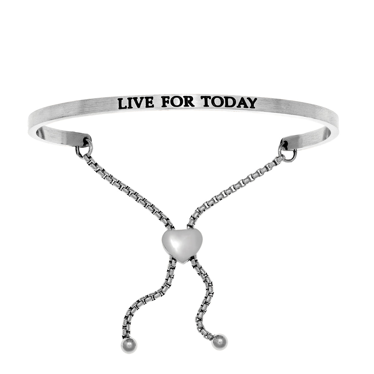 Intuitions Stainless Steel LIVE FOR TODAY Diamond Accent Adjustable Bracelet fine designer jewelry for men and women