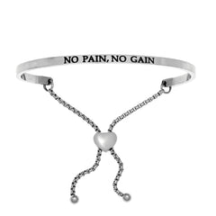Intuitions Stainless Steel NO PAIN, NO GAIN Diamond Accent Adjustable Bracelet fine designer jewelry for men and women