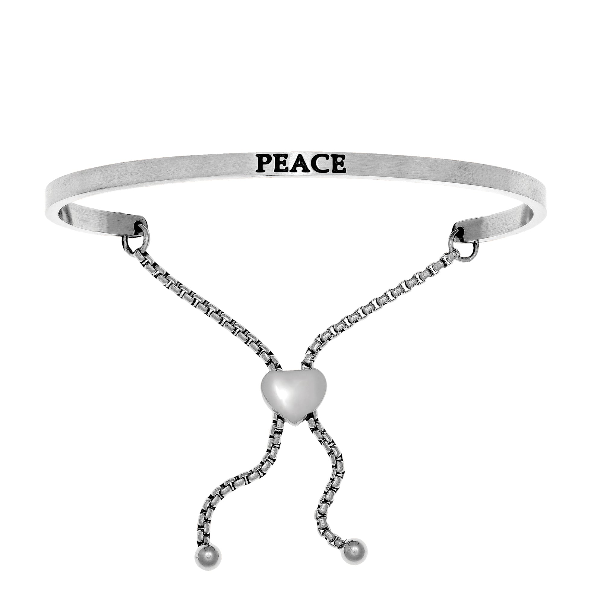 Intuitions Stainless Steel PEACE Diamond Accent Adjustable Bracelet fine designer jewelry for men and women