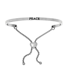 Intuitions Stainless Steel PEACE Diamond Accent Adjustable Bracelet fine designer jewelry for men and women