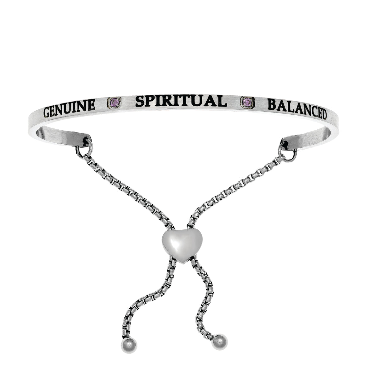 Intuitions Stainless Steel Genuine, Spiritual, Balanced February Purple Birthstone Bangle Bracelet fine designer jewelry for men and women