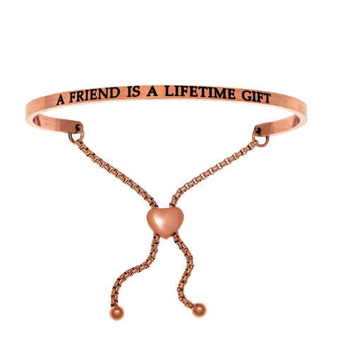 Intuitions Stainless Steel A FRIEND IS A LIFETIME GIFT Diamond Accent Adjustable Bracelet