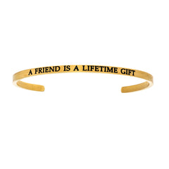 Intuitions Stainless Steel A FRIEND IS A LIFETIME GIFT Diamond Accent Cuff Bangle Bracelet