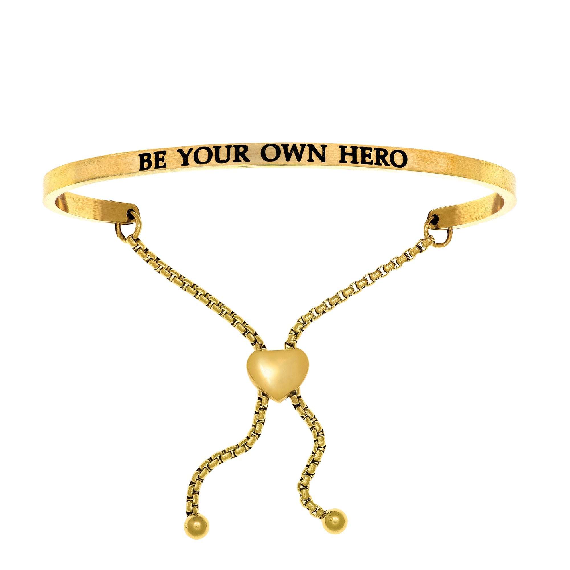 Intuitions Stainless Steel BE YOUR OWN HERO Diamond Accent Adjustable Bracelet