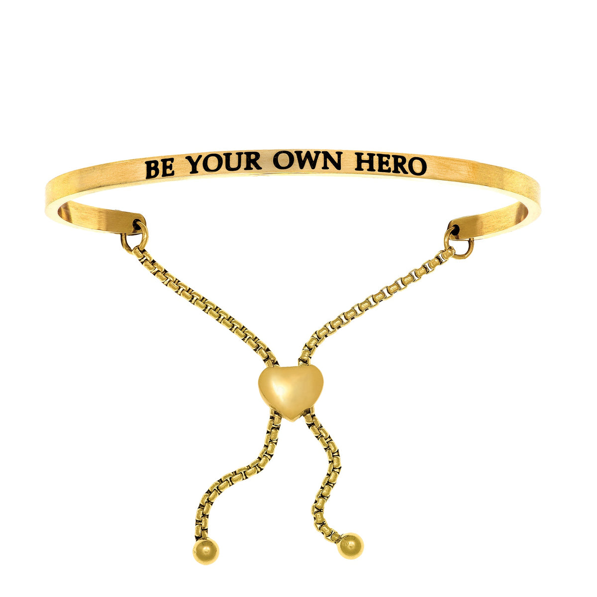 Intuitions Stainless Steel BE YOUR OWN HERO Diamond Accent Adjustable Bracelet