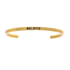 Intuitions Stainless Steel BELIEVE Diamond Accent Cuff Bangle Bracelet