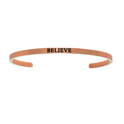Intuitions Stainless Steel BELIEVE Diamond Accent Cuff Bangle Bracelet