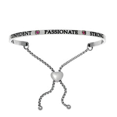 Intuitions Stainless Steel Confident, Passionate, Strong July Bright Red Birthstone Bangle Bracelet